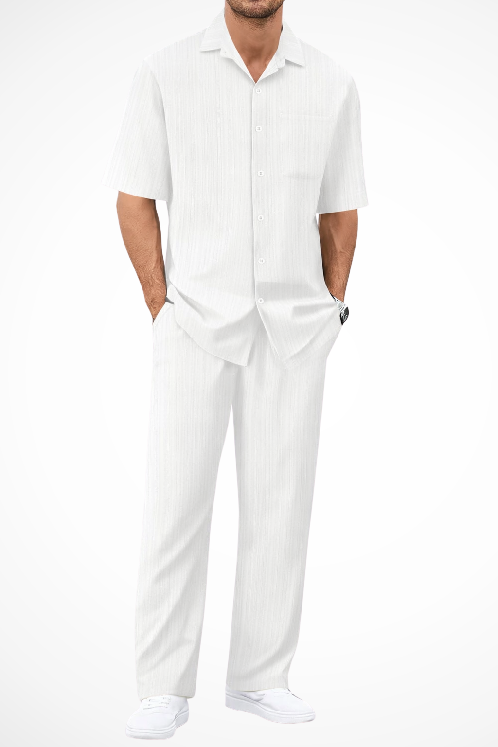 Short Sleeve Men's Shirt And Straight Trousers Summer Set UK – Smart Casual & Holiday & Resort Wear