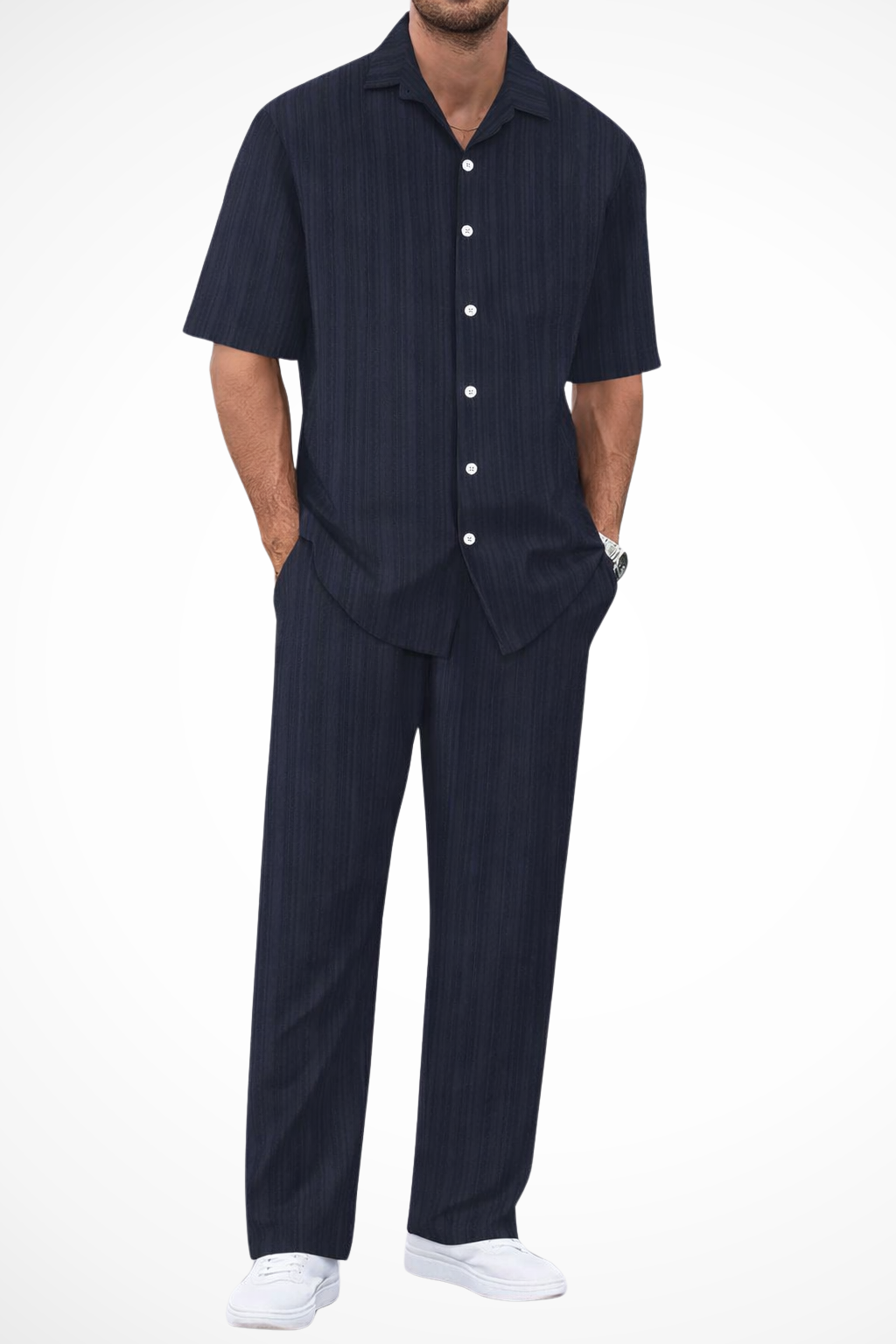 Short Sleeve Men's Shirt And Straight Trousers Summer Set UK – Smart Casual & Holiday & Resort Wear