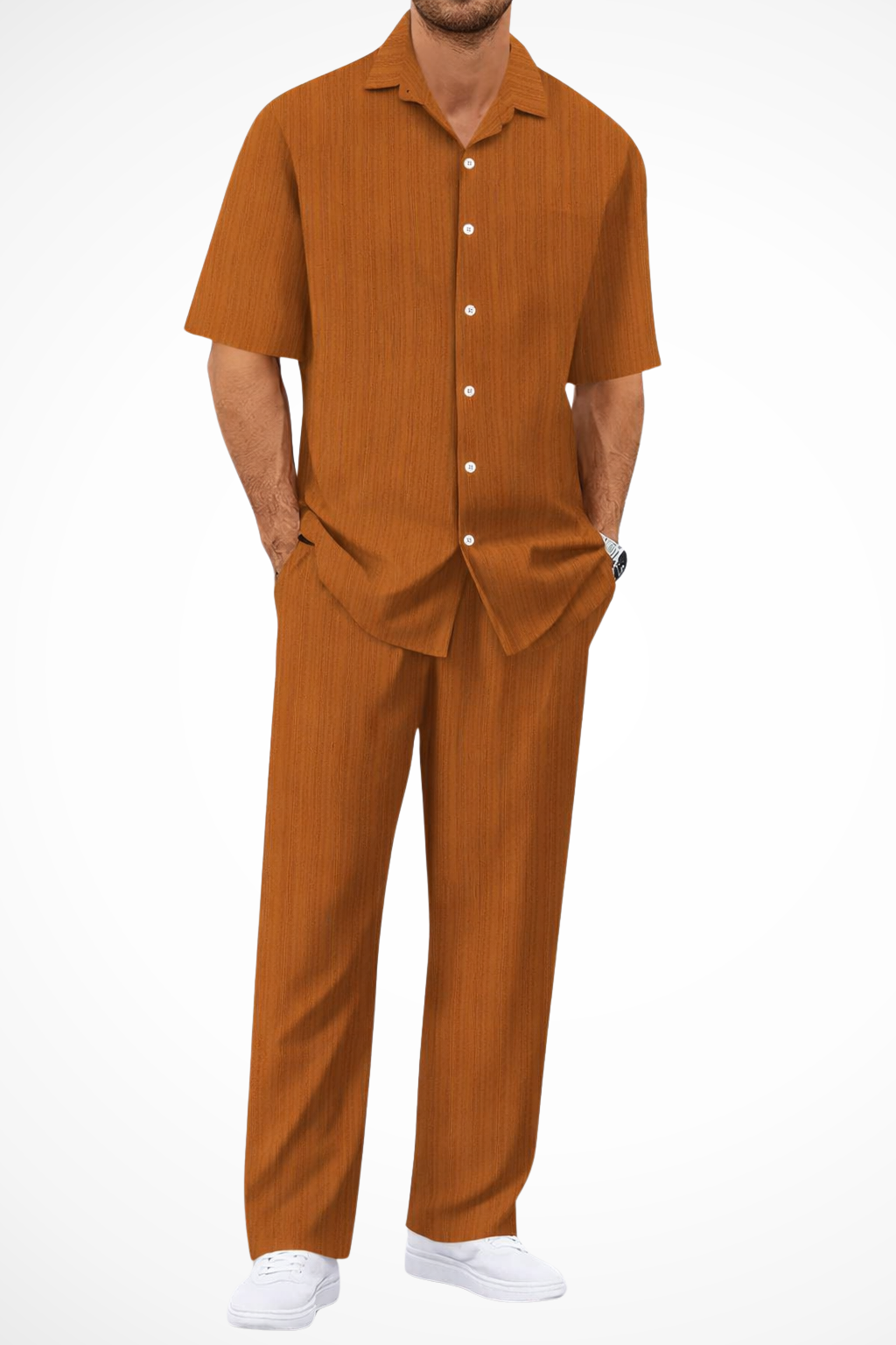 Short Sleeve Men's Shirt And Straight Trousers Summer Set UK – Smart Casual & Holiday & Resort Wear