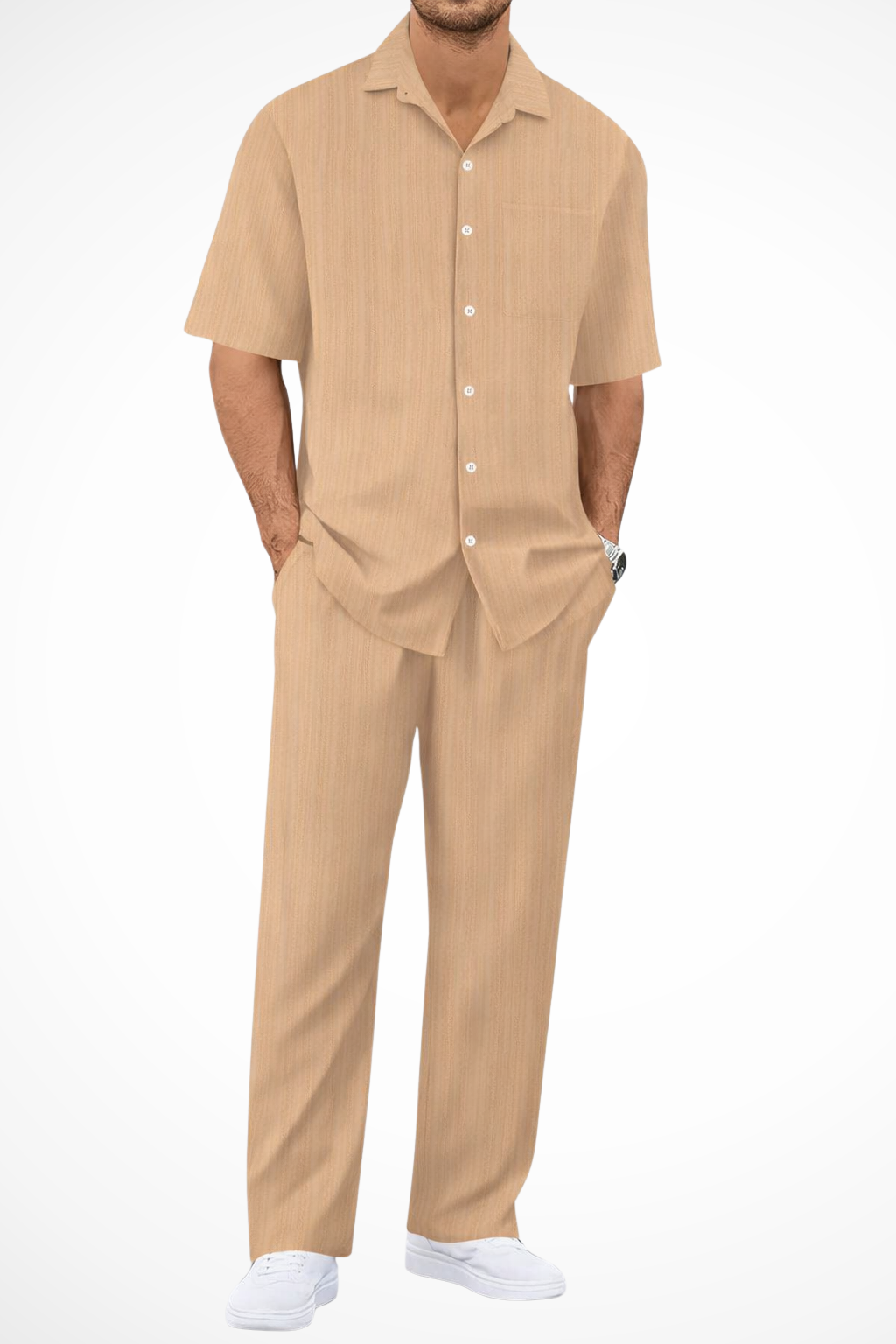 Short Sleeve Men's Shirt And Straight Trousers Summer Set UK – Smart Casual & Holiday & Resort Wear