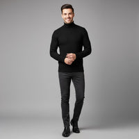 Men's Turtleneck Sweater - Soft Knit Fabric - Casual Wear - Ideal for Layering in Cool Weather