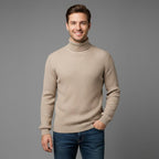 Men's Turtleneck Sweater - Soft Knit Fabric - Casual Wear - Ideal for Layering in Cool Weather