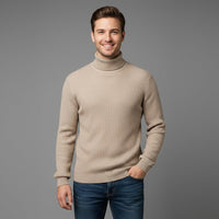 Men's Turtleneck Sweater - Soft Knit Fabric - Casual Wear - Ideal for Layering in Cool Weather
