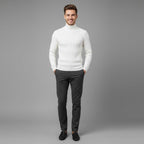 Men's Turtleneck Sweater - Soft Knit Fabric - Casual Wear - Ideal for Layering in Cool Weather