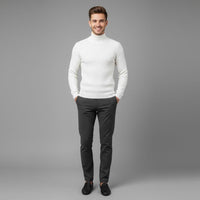 Men's Turtleneck Sweater - Soft Knit Fabric - Casual Wear - Ideal for Layering in Cool Weather