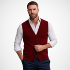 Men's V Neck Sleeveless Knit Waistcoat Vest with Pockets - Casual Style