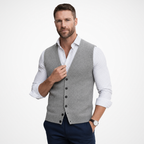 Men's V Neck Sleeveless Knit Waistcoat Vest with Pockets - Casual Style