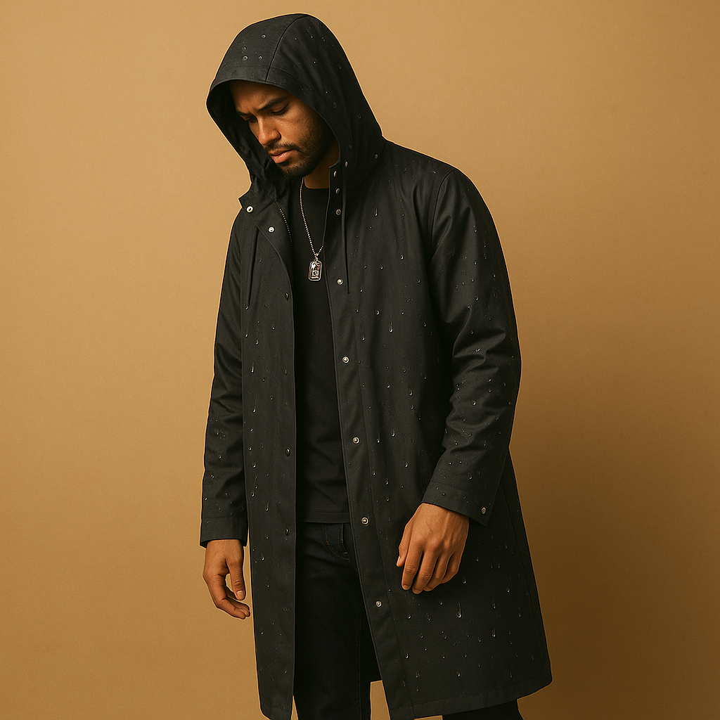Men's Waterproof Hooded Raincoat - Lined Outdoor Jacket for Rainy Weather and Hiking