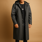 Men's Waterproof Hooded Raincoat - Lined Outdoor Jacket for Rainy Weather and Hiking