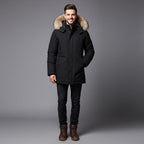 Men's Winter Jacket with Faux Hood | Insulated Outerwear for Cold Weather | Stylish and Functional Design