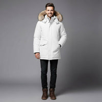 Men's Winter Jacket with Faux Hood | Insulated Outerwear for Cold Weather | Stylish and Functional Design