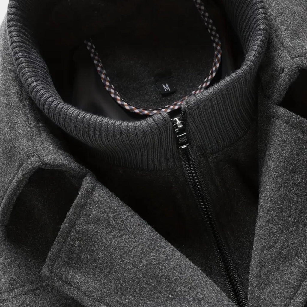 Men's Wool-Blend Overcoat - Tailored Button-Up Winter Coat for Cold Weather Fashion