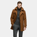 Men's Wool-Blend Overcoat - Tailored Button-Up Winter Coat for Cold Weather Fashion