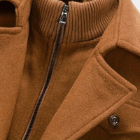 Men's Wool-Blend Overcoat - Tailored Button-Up Winter Coat for Cold Weather Fashion