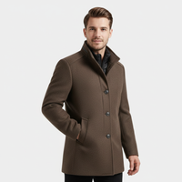 Men's Wool-Blend Stand-Collar Coat with Removable Padded Vest for Cold Weather Wear