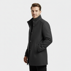 Men's Wool-Blend Stand-Collar Coat with Removable Padded Vest for Cold Weather Wear