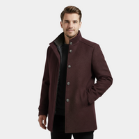 Men's Wool-Blend Stand-Collar Coat with Removable Padded Vest for Cold Weather Wear
