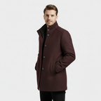 Men's Wool-Blend Stand-Collar Coat with Removable Padded Vest for Cold Weather Wear