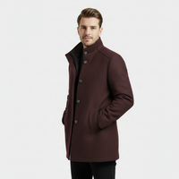 Men's Wool-Blend Stand-Collar Coat with Removable Padded Vest for Cold Weather Wear