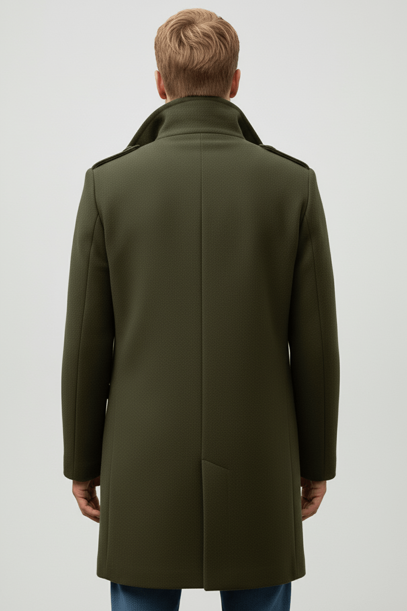 Men's Wool Trench Coat - Tailored Fit, Classic Design for Formal and Casual Wear