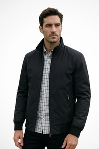 Men's Zip-Up Harrington Jacket - Lightweight Summer Stand Collar Outerwear