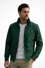 Men's Zip-Up Harrington Jacket - Lightweight Summer Stand Collar Outerwear