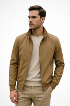 Men's Zip-Up Harrington Jacket - Lightweight Summer Stand Collar Outerwear