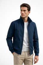 Men's Zip-Up Harrington Jacket - Lightweight Summer Stand Collar Outerwear
