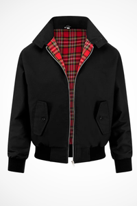 Men's Zip-Up Harrington Jacket with Tartan Lining for Casual Wear