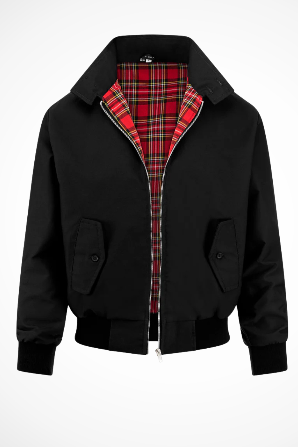 Men's Zip-Up Harrington Jacket with Tartan Lining for Casual Wear