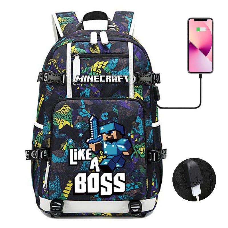 Minecraft Backpack for Kids - School Bag with Practical Pockets