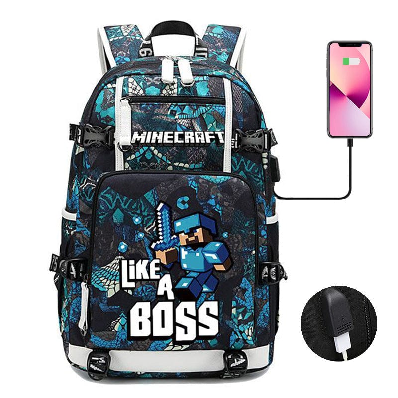 Minecraft Backpack for Kids - School Bag with Practical Pockets