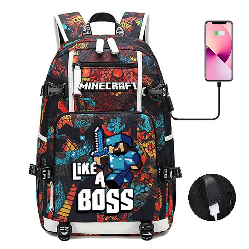 Minecraft Backpack for Kids - School Bag with Practical Pockets