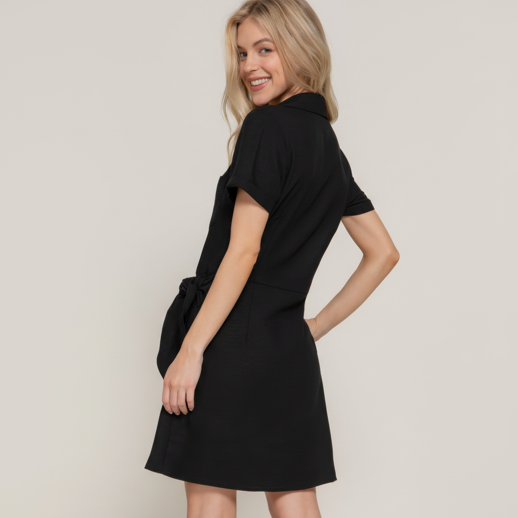 Mini Dress with Side Bow Detail - Chic Casual Wear for Women