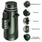Monocular Ultra-Zoom HD Lens, Lightweight – Hiking, Birdwatching
