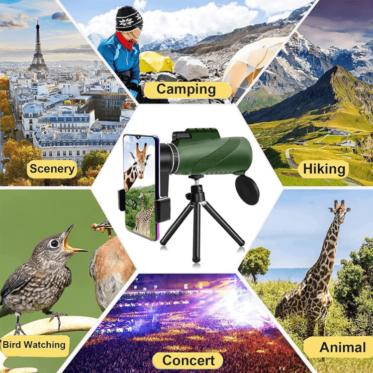Monocular Ultra-Zoom HD Lens, Lightweight – Hiking, Birdwatching