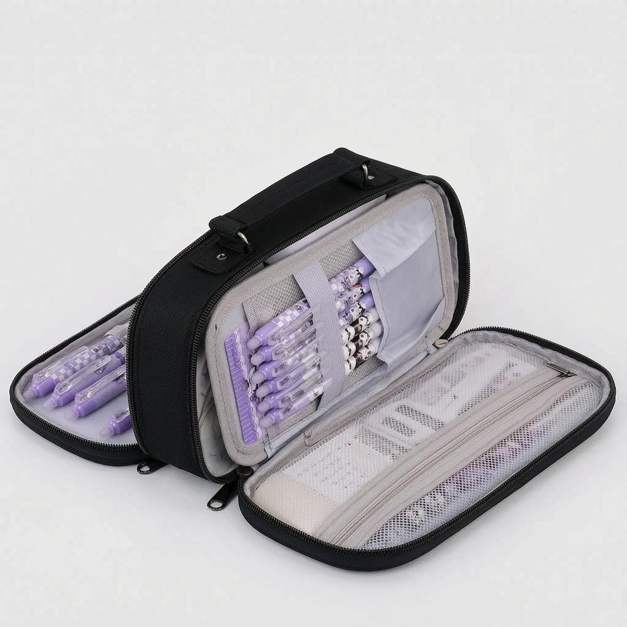 Multi-Compartment Zipped Stationery Bag – School, Office