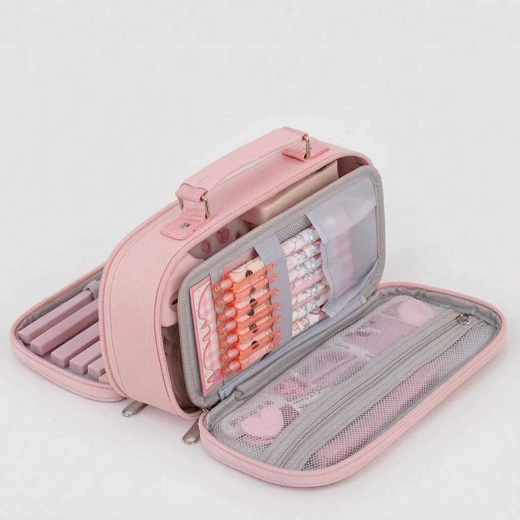 Multi-Compartment Zipped Stationery Bag – School, Office