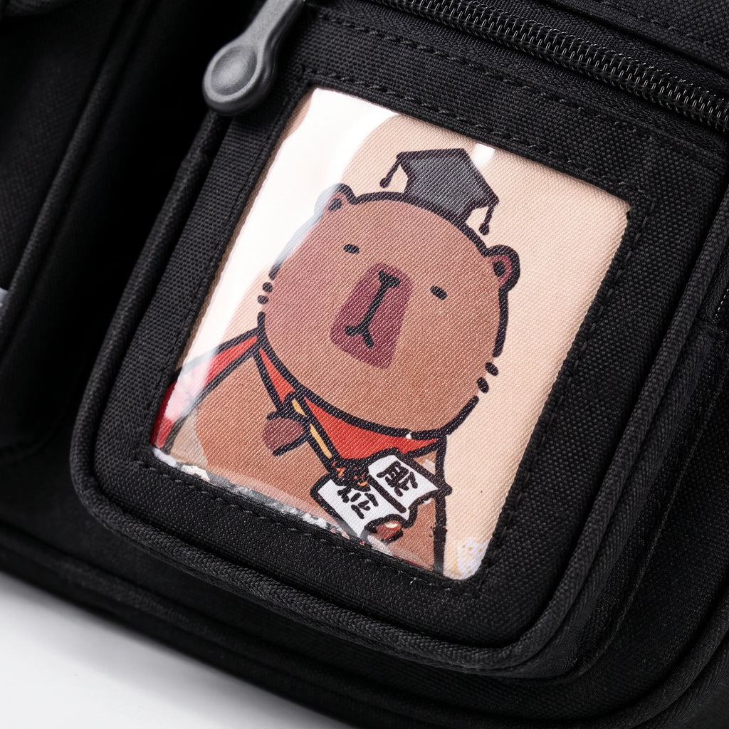 Multi-Pocket School Rucksack - Capybara Theme, Durable Design – Travel, Daily Use