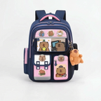 Multi-Pocket School Rucksack - Capybara Theme, Durable Design – Travel, Daily Use
