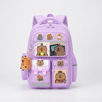 Multi-Pocket School Rucksack - Capybara Theme, Durable Design – Travel, Daily Use