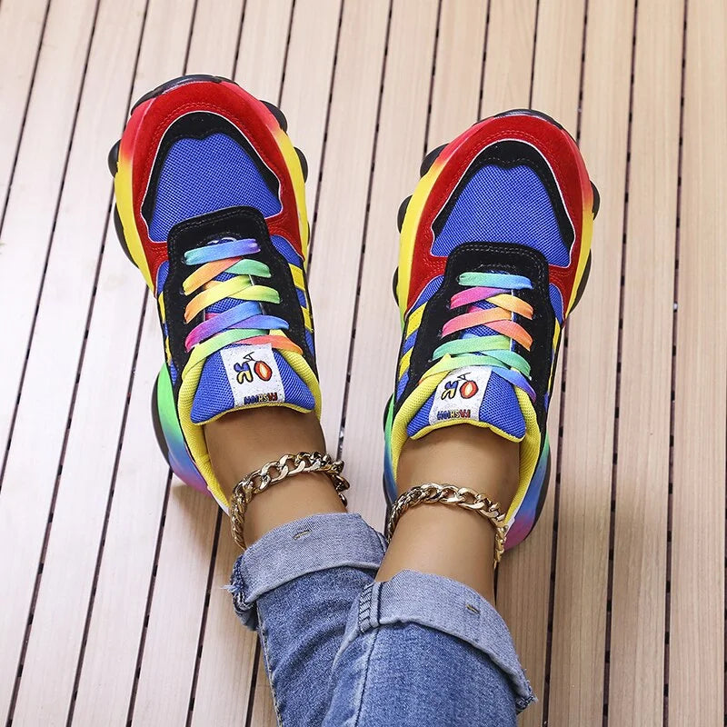 Multicolored Platform Sneakers - Esmérie - Orthopedic Comfort