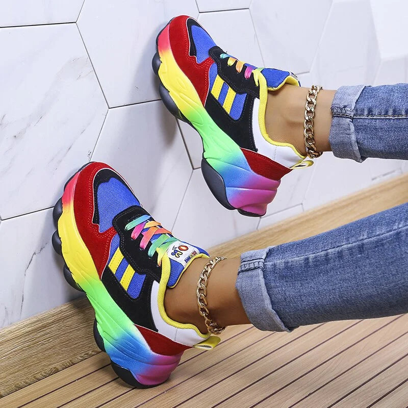 Multicolored Platform Sneakers - Esmérie - Orthopedic Comfort