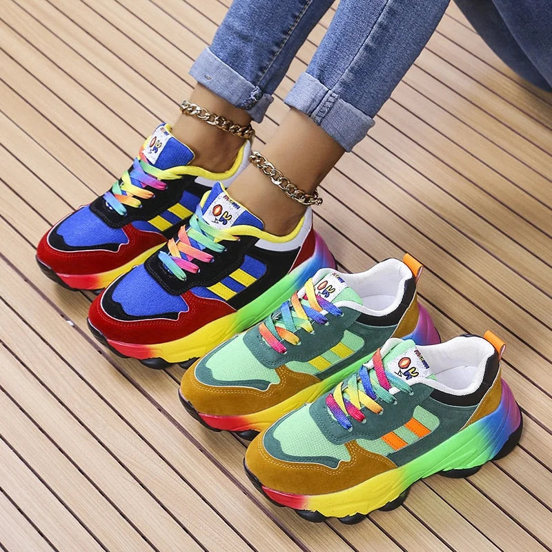 Multicolored Platform Sneakers - Esmérie - Orthopedic Comfort
