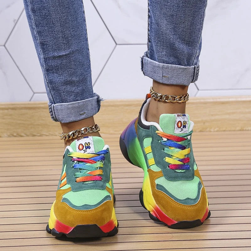 Multicolored Platform Sneakers - Esmérie - Orthopedic Comfort