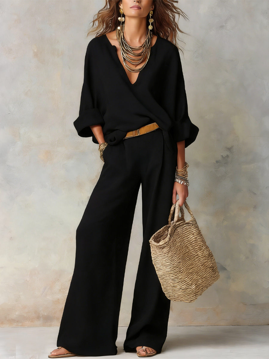 Natural Linen Loose Fitting Off White Resort Wear Set for Relaxed Vacations