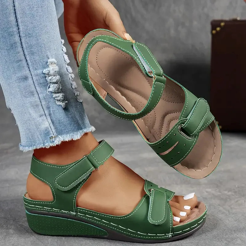 Navy Orthopedic Sandals with Wedge Heel Women UK – Smart Casual Holiday Wear Evening