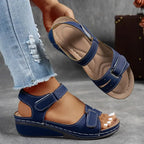 Navy Orthopedic Sandals with Wedge Heel Women UK – Smart Casual Holiday Wear Evening