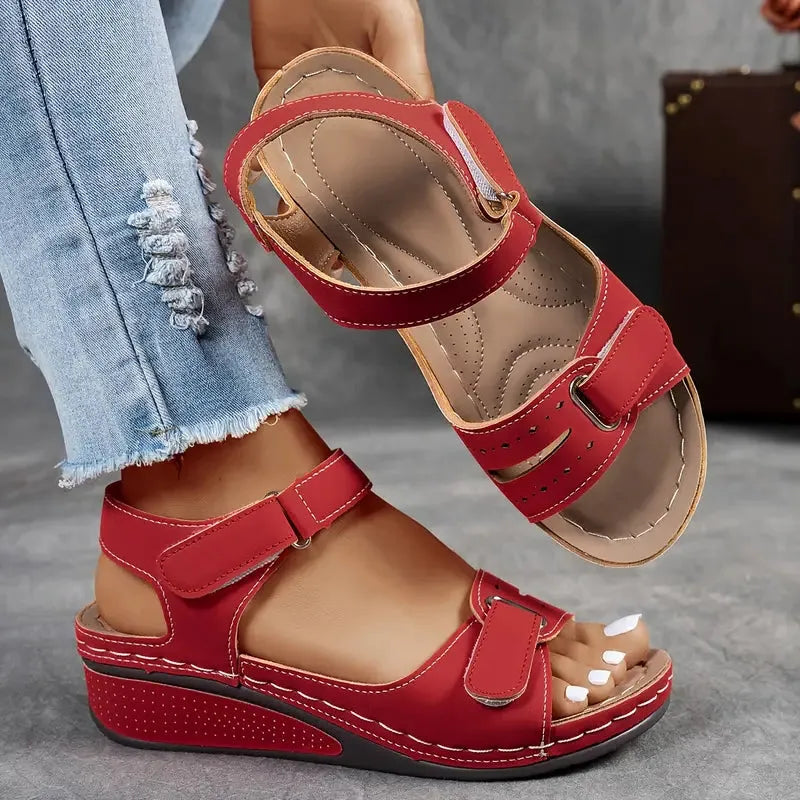 Navy Orthopedic Sandals with Wedge Heel Women UK – Smart Casual Holiday Wear Evening
