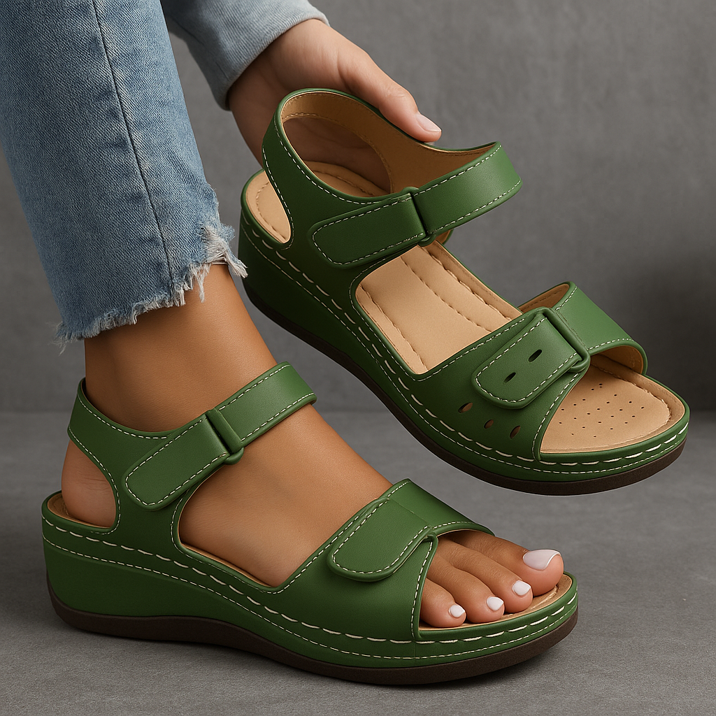 Navy Orthopedic Sandals with Wedge Heel Women UK – Smart Casual Holiday Wear Evening